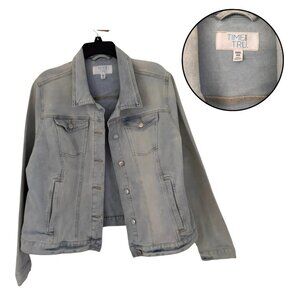 Time & Tru Women’s Plus 3X Light Blue Denim Jean Jacket Trucker Classic Casual